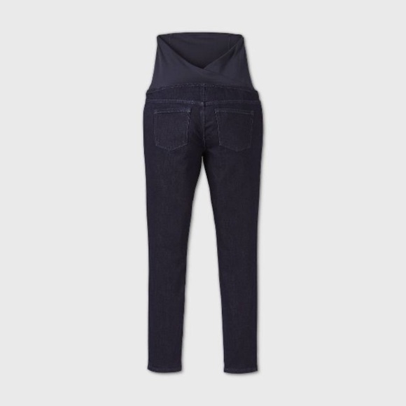 Isabel Maternity Crossover Panel Maternity Jeggings in Dark Wash - Picture 2 of 11